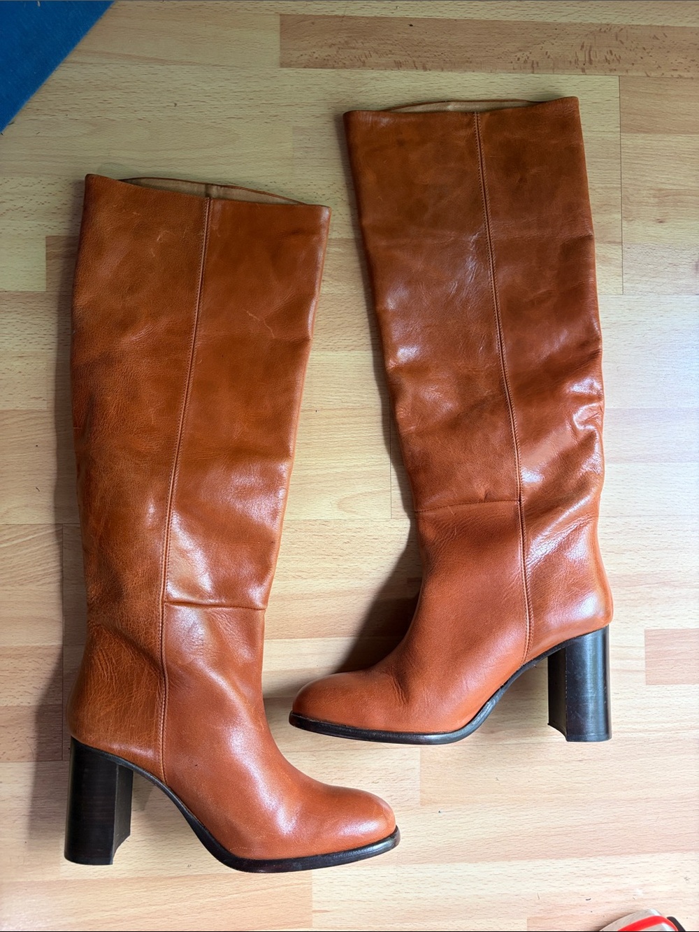 Free People Grayson Women's Tall Leather Boots in Cognac Brown size 10